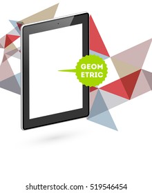 Tablet PC Icon with Geometric Background - Vector Illustration