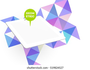 Tablet-PC-Symbol mit geometrischem Hintergrund - Vektorgrafik