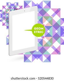 Tablet PC Icon with Geometric Background - Vector Illustration
