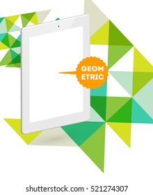 Icono de Tablet PC con fondo geométrico - Ilustración vectorial