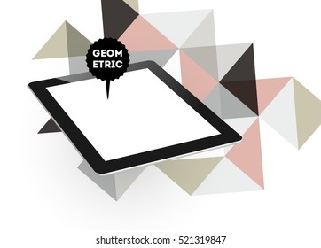 Icono de Tablet PC con fondo geométrico - Ilustración vectorial