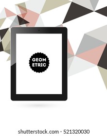 Tablet PC Icon with Geometric Background - Vector Illustration