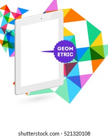 Tablet PC Icon with Geometric Background - Vector Illustration