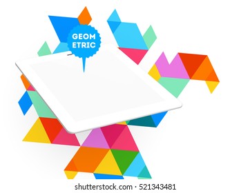 Icono de Tablet PC con fondo geométrico - Ilustración vectorial