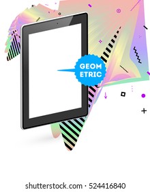 Tablet PC Icon with Geometric Background - Vector Illustration