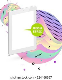 Tablet PC Icon with Geometric Background - Vector Illustration