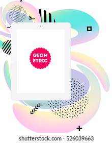 Tablet PC Icon with Geometric Background - Vector Illustration