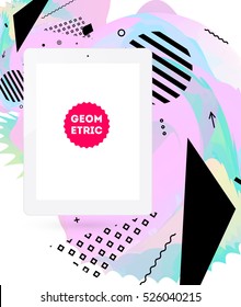 Icono de Tablet PC con fondo geométrico - Ilustración vectorial