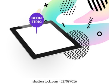 Tablet-PC-Symbol mit geometrischem Hintergrund - Vektorgrafik