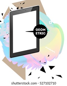 Tablet PC Icon with Geometric Background - Vector Illustration