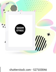 Tablet-PC-Symbol mit geometrischem Hintergrund - Vektorgrafik