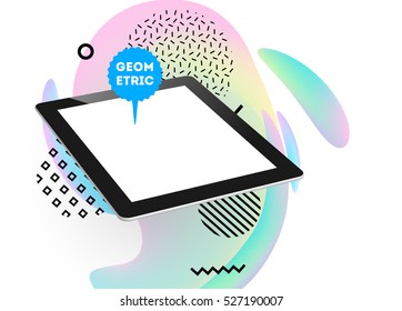 Ícone do Tablet PC com Plano de Fundo Geométrico - Ilustração de Vetor