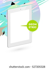 Tablet PC Icon with Geometric Background - Vector Illustration