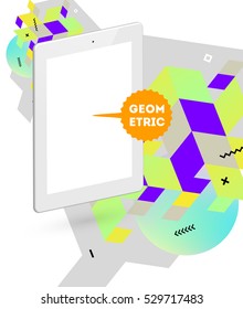 Icono de Tablet PC con fondo geométrico - Ilustración vectorial