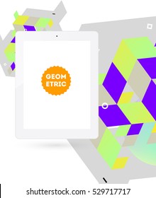 Icono de Tablet PC con fondo geométrico - Ilustración vectorial