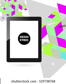 Icono de Tablet PC con fondo geométrico - Ilustración vectorial