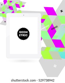 Icono de Tablet PC con fondo geométrico - Ilustración vectorial