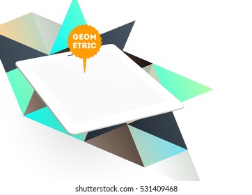 Tablet PC Icon with Geometric Background - Vector Illustration