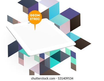 Icono de Tablet PC con fondo geométrico - Ilustración vectorial