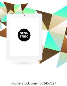 Tablet PC Icon with Geometric Background - Vector Illustration