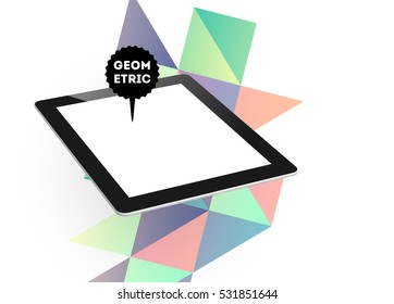 Tablet-PC-Symbol mit geometrischem Hintergrund - Vektorgrafik