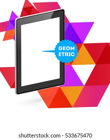 Ícone do Tablet PC com Plano de Fundo Geométrico - Ilustração de Vetor