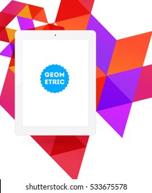 Tablet PC Icon with Geometric Background - Vector Illustration