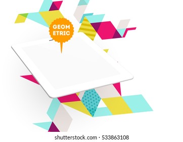 Icono de Tablet PC con fondo geométrico - Ilustración vectorial