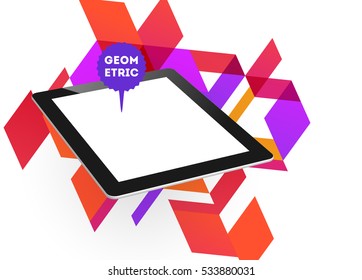 Icono de Tablet PC con fondo geométrico - Ilustración vectorial