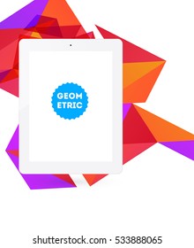 Icono de Tablet PC con fondo geométrico - Ilustración vectorial