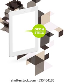 Tablet PC Icon with Geometric Background - Vector Illustration