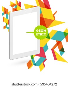 Ícone do Tablet PC com Plano de Fundo Geométrico - Ilustração de Vetor