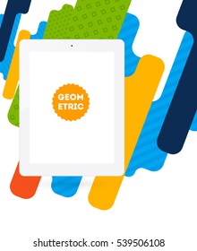 Icono de Tablet PC con fondo geométrico - Ilustración vectorial