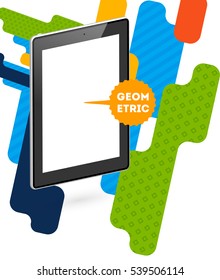 Icono de Tablet PC con fondo geométrico - Ilustración vectorial