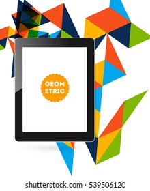 Icono de Tablet PC con fondo geométrico - Ilustración vectorial