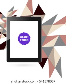 Icono de Tablet PC con fondo geométrico - Ilustración vectorial
