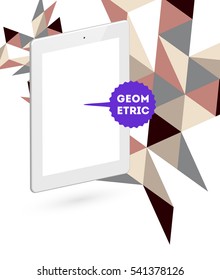 Icono de Tablet PC con fondo geométrico - Ilustración vectorial