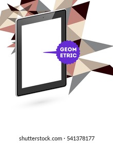 Icono de Tablet PC con fondo geométrico - Ilustración vectorial