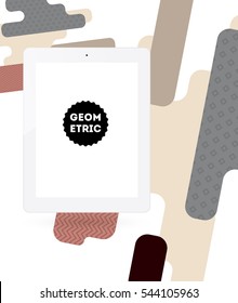 Icono de Tablet PC con fondo geométrico - Ilustración vectorial