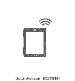 Tablet PC icon in grunge texture. Vintage style vector illustration.