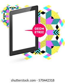 Tablet-PC-Symbol mit geometrischem Hintergrund - Vektorgrafik