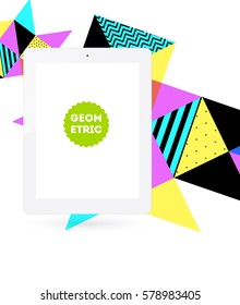 Tablet-PC-Symbol mit geometrischem Hintergrund - Vektorgrafik