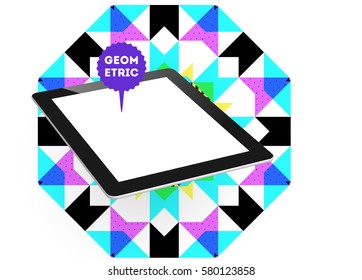 Tablet-PC-Symbol mit geometrischem Hintergrund - Vektorgrafik