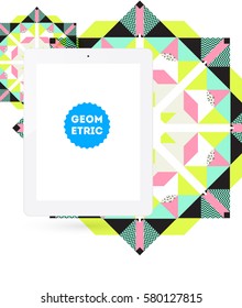 Tablet-PC-Symbol mit geometrischem Hintergrund - Vektorgrafik