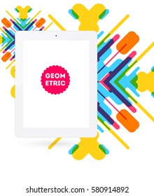 Tablet-PC-Symbol mit geometrischem Hintergrund - Vektorgrafik