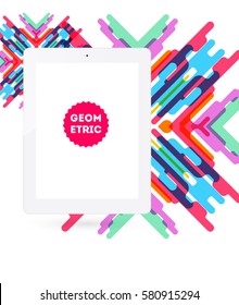 Tablet-PC-Symbol mit geometrischem Hintergrund - Vektorgrafik