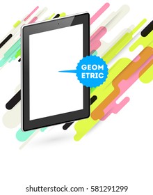 Tablet-PC-Symbol mit geometrischem Hintergrund - Vektorgrafik