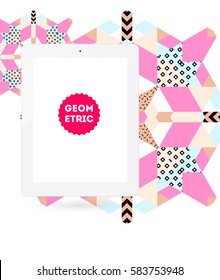 Tablet-PC-Symbol mit geometrischem Hintergrund - Vektorgrafik