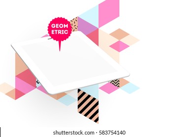 Tablet-PC-Symbol mit geometrischem Hintergrund - Vektorgrafik