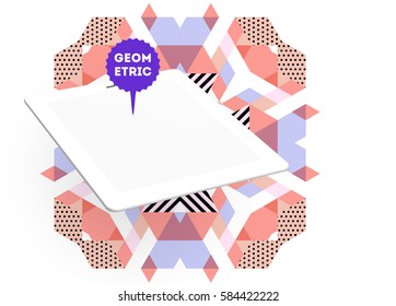 Tablet-PC-Symbol mit geometrischem Hintergrund - Vektorgrafik
